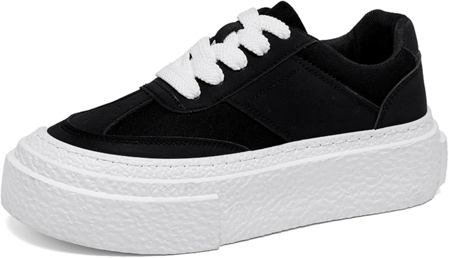 

Мужские кроссовки с толстой мягкой подошвой, верх из дышащей сетки и кожи, шнуровка, для повседневной носки и комфорта Kelibasi, белый/черный