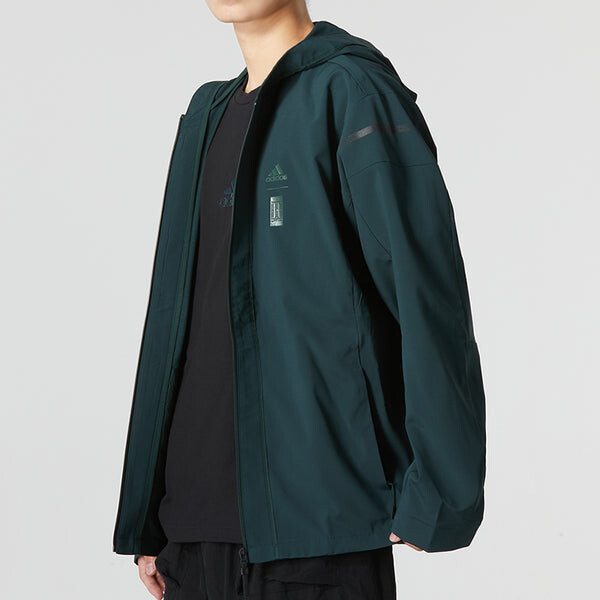 Куртка Men's adidas Wj Mh Wv Wb Solid Color Athleisure Casual Sports Hooded Jacket Military Green, зеленый — фото 3