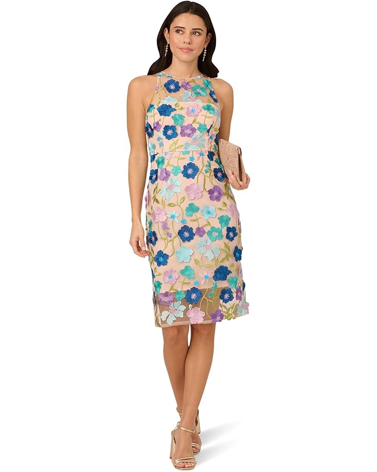 

Платье Adrianna Papell Embroidered Column Midi Dress, синий мульти