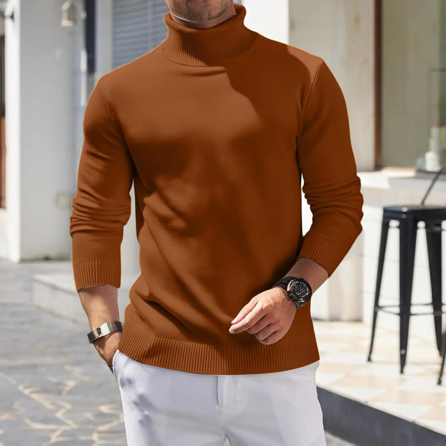 Мужской свитер Quarter Zip Pullover с длинными рукавами для повседневной носки — фото 2