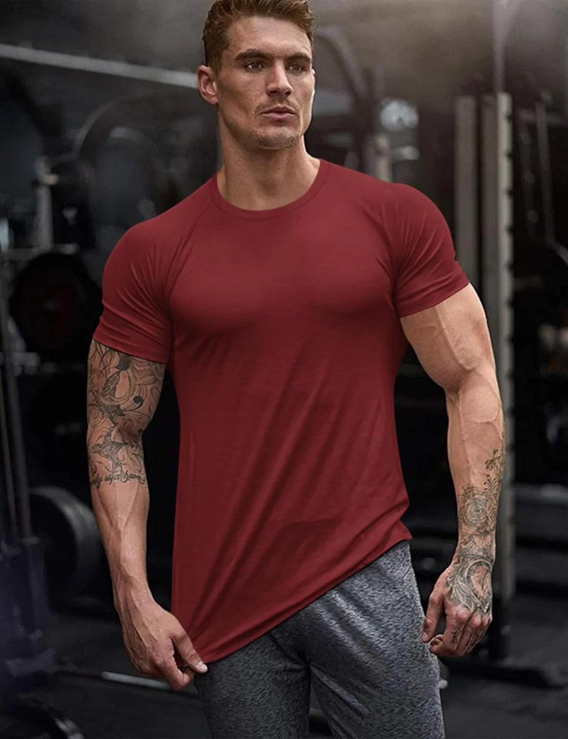 Мужская мягкая одежда COOFANDY, Wine Red — фото 4