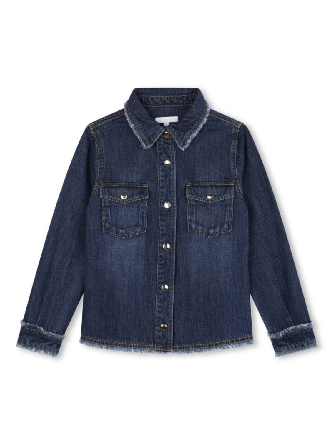 

Chloé Kids джинсовая рубашка с бахромой, синий