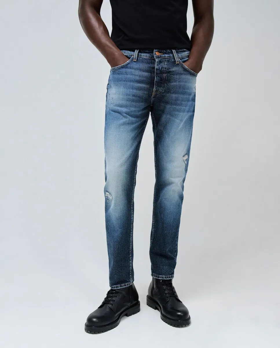 

Прямые мужские джинсы с рваными деталями Salsa Jeans, синий