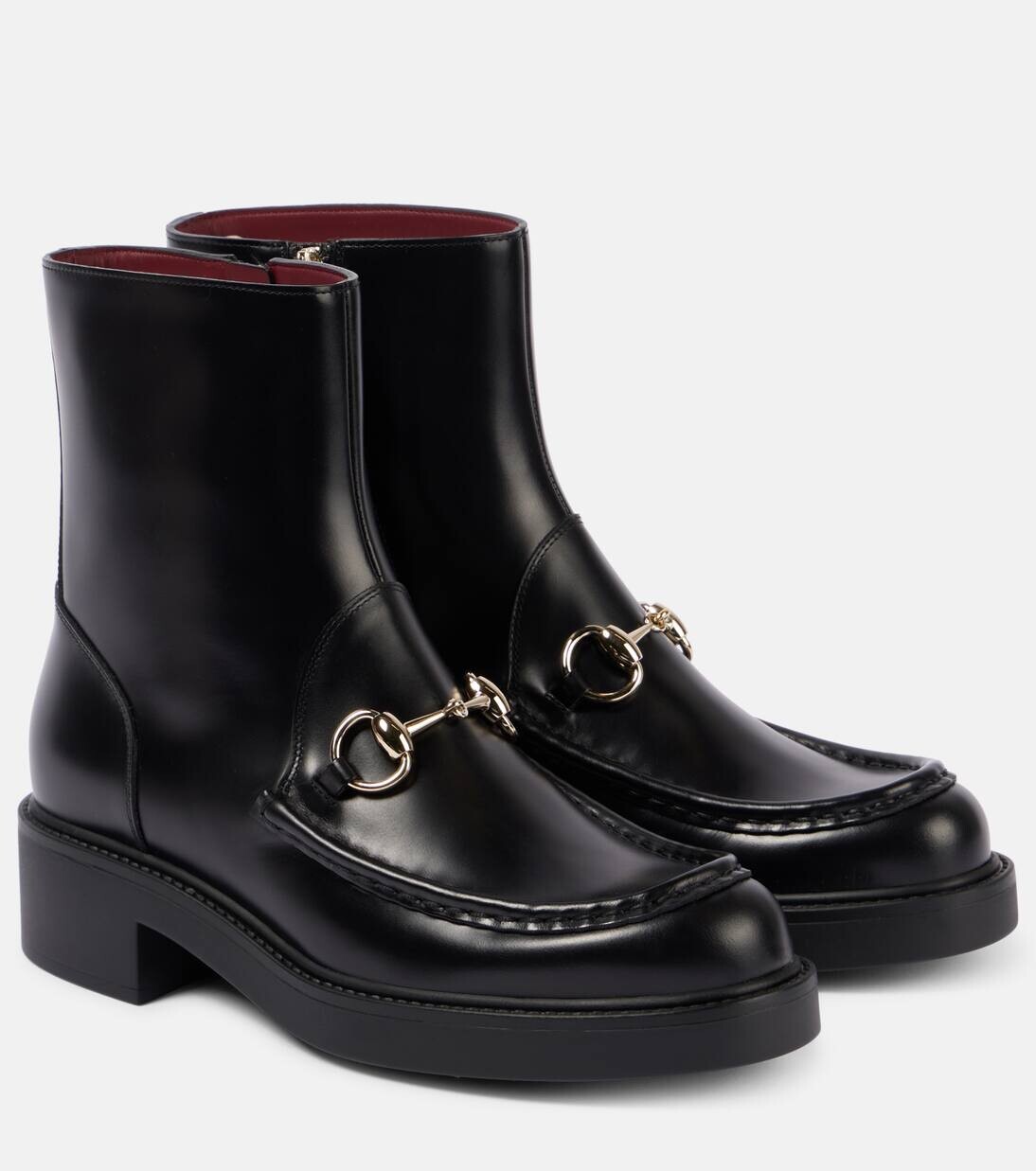 Ботильоны из кожи Horsebit Gucci, черный