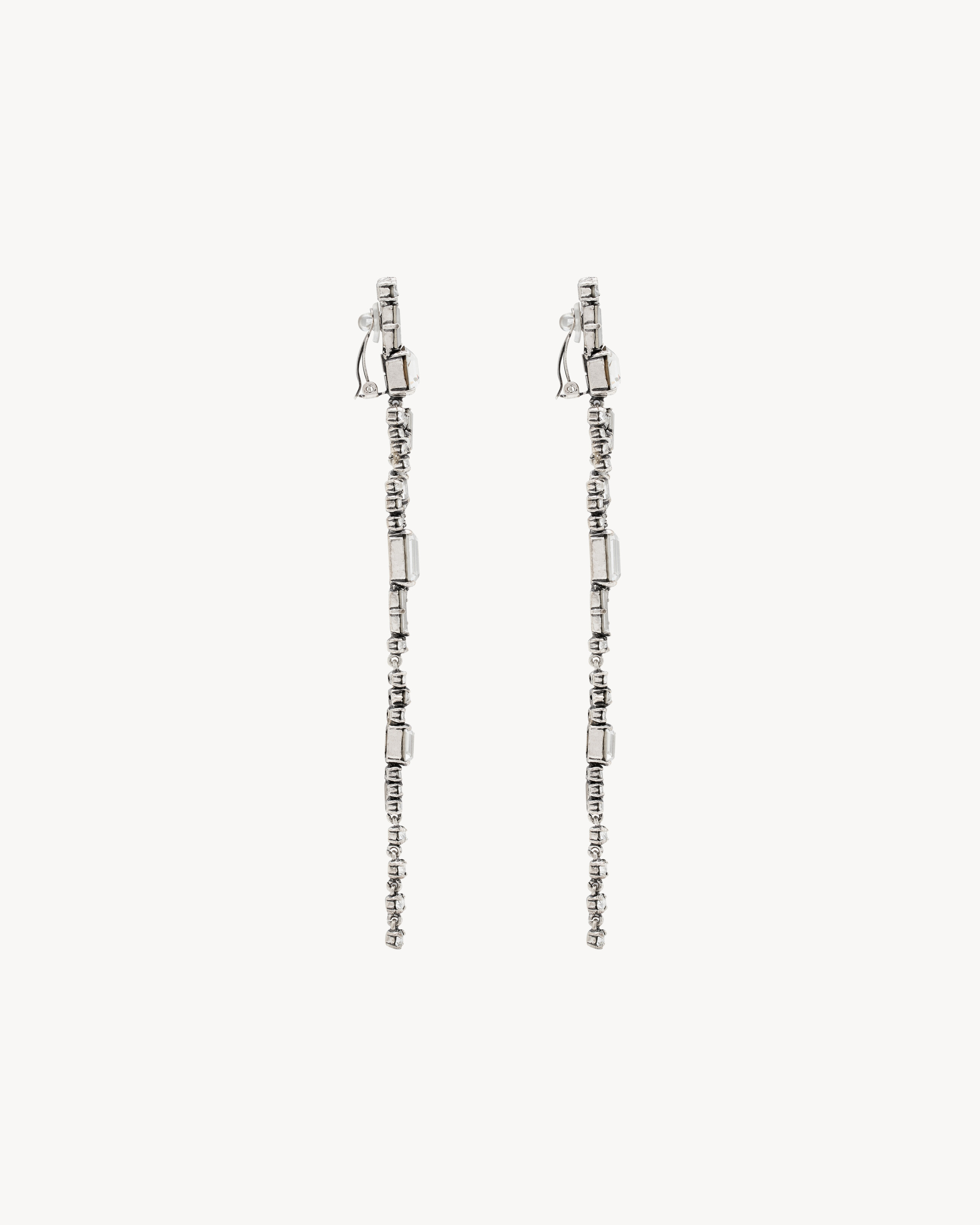 Серьги-леденцы из металла с кристаллами Saint Laurent, серебро — фото 3