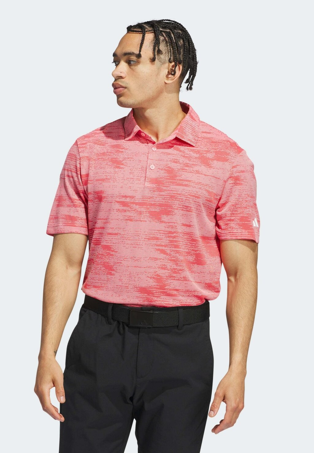 

Поло adidas Performance, полурозовый искристый, лучше алый Ultimate365 Textured Stripe