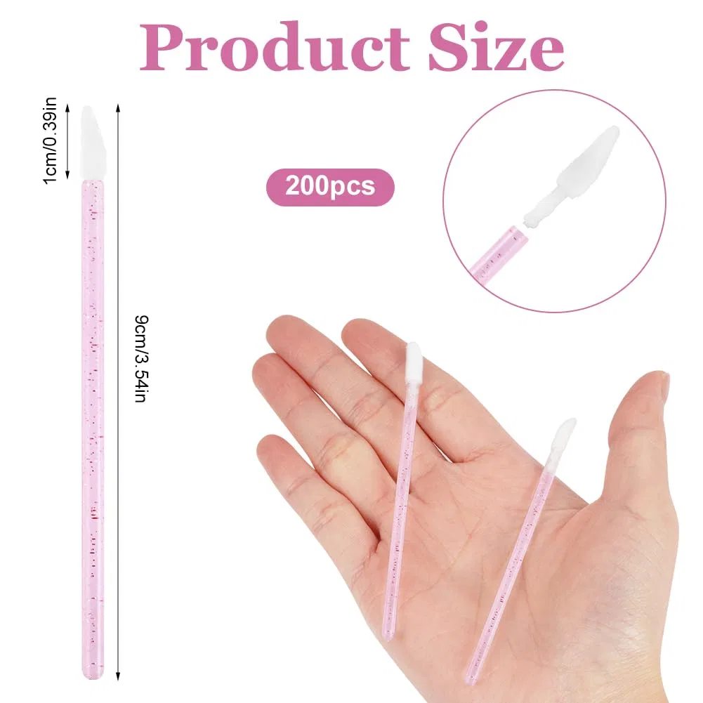 Набор из 200 одноразовых кистей для губ розового цвета Alaoo, Crystal Pink 200Pcs (4 Packs) — фото 2