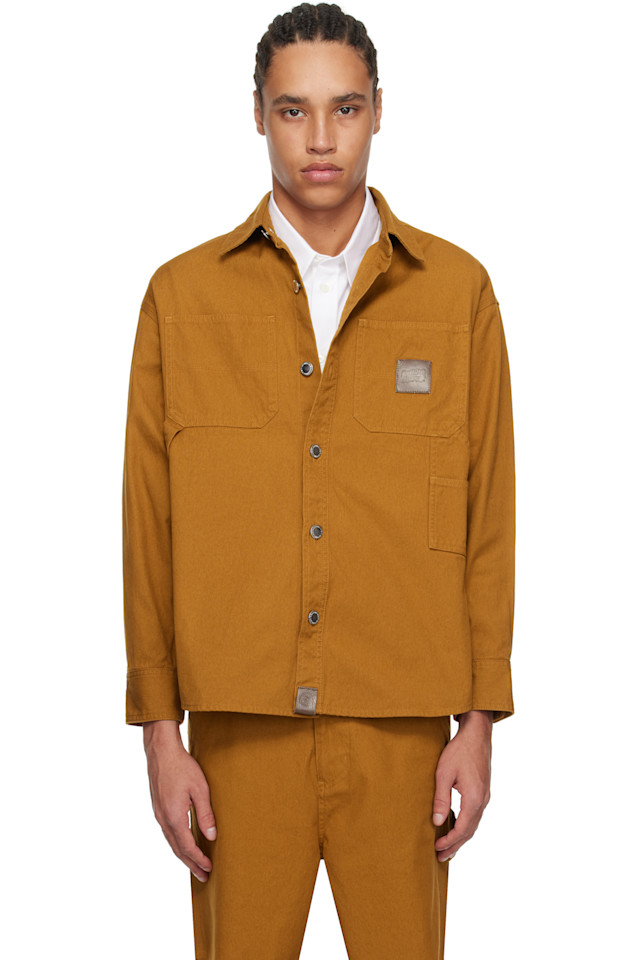 

Рубашка рабочая из хлопка с логотипом Bathing Ape Bape, коричневый