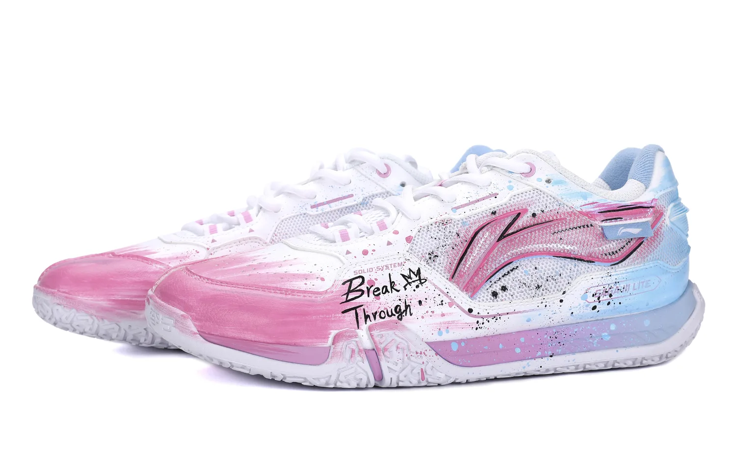 Кроссовки для бадминтона Li-Ning Saga 3LITE с амортизацией, износостойкие, нескользящие, синий розовый — фото 4