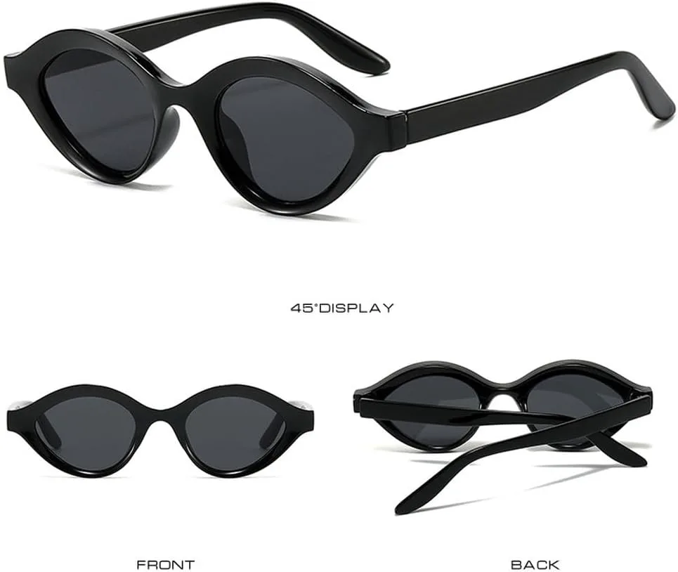 

Ретро маленькие солнцезащитные очки «кошачий глаз» с градиентным переходом цвета для женщин и мужчин, панк-очки овальной формы HVTVTLA, Green Gray Gradient