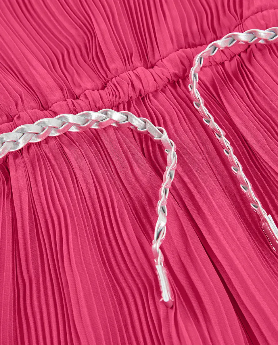 Платье для девочки из плиссированного шифона Boboli, Rosa Chicle — фото 4