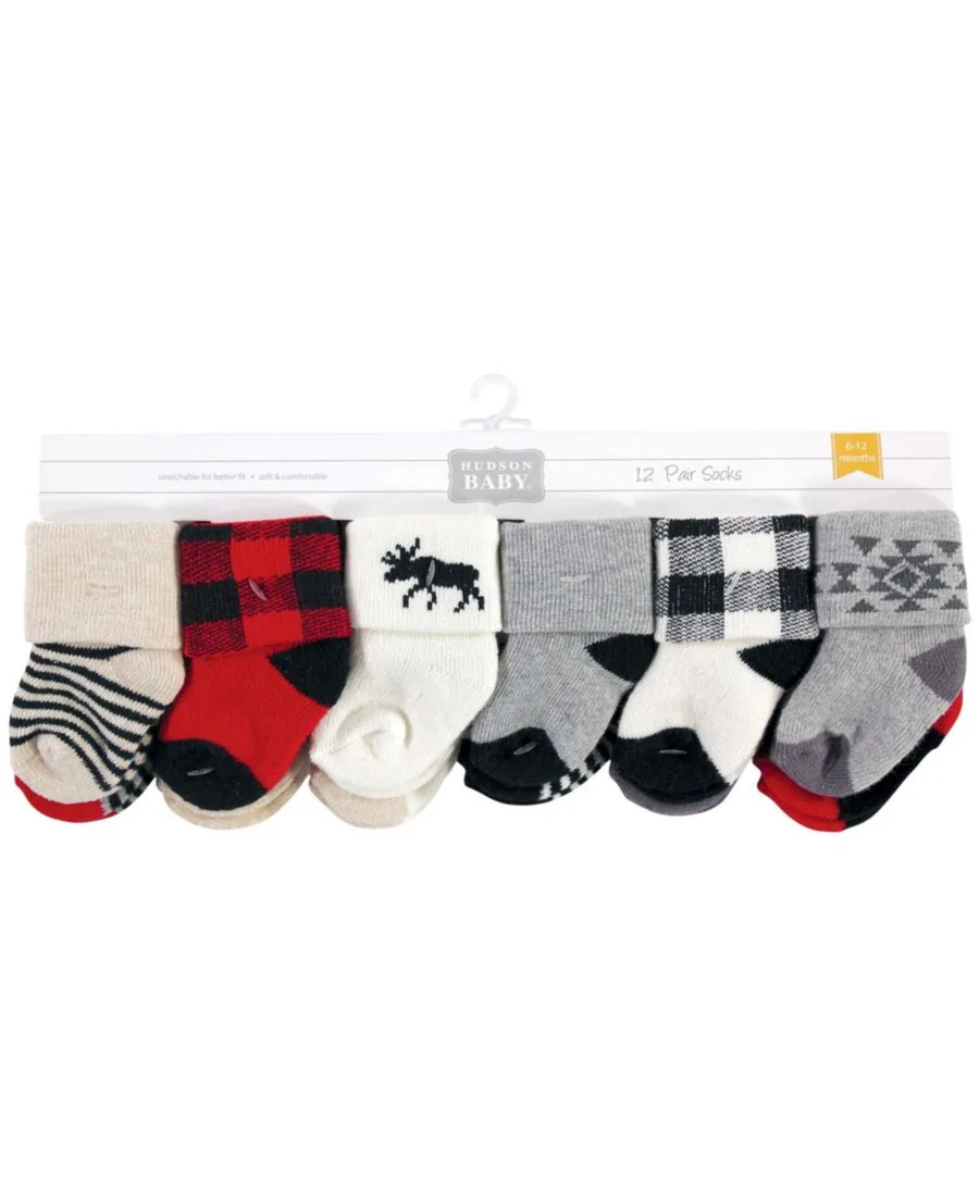Набор из 24 комфортных махровых носков Hudson Baby, Buffalo Plaid Moose — фото 2