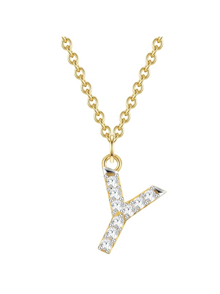 

Glanzstücke München Колье с буквой Y из стерлингового серебра с кубическим цирконием в оправе из желтого золота
