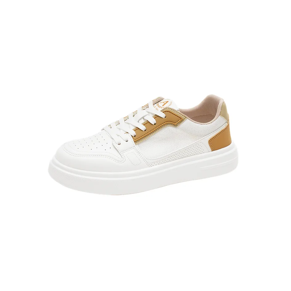 AOKANG Кроссовки скейтерские мужские low top из искусственной кожи белые — фото 3