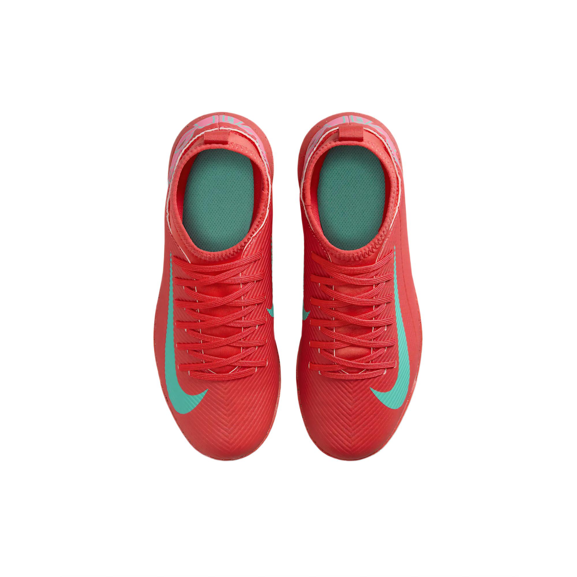 Nike Кроссовки для футбола ClubMercurial Superfly 10 Durable Lightweight Cushioning Mid-Top детские Ash Red/Aurora Green Kids' — фото 3