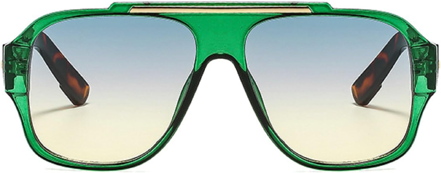 

Модные солнцезащитные очки с заклепками, квадратной формы, защита от УФ-излучения UV400, ретро-стиль, градиентные, мужские панк-солнцезащитные очки желтого цвета mincl, C1