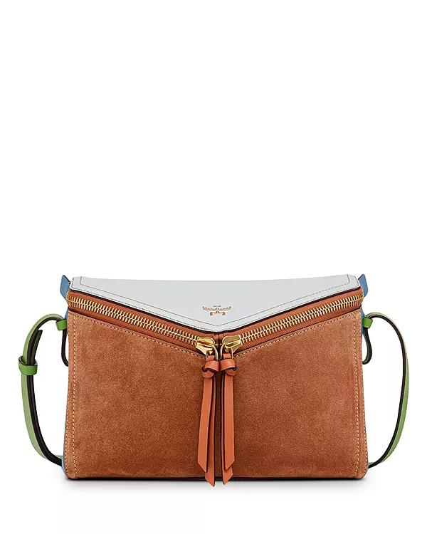 

Маленькая кожаная сумка через плечо с 3D-эффектом и стразами. Mcm, мультиколор