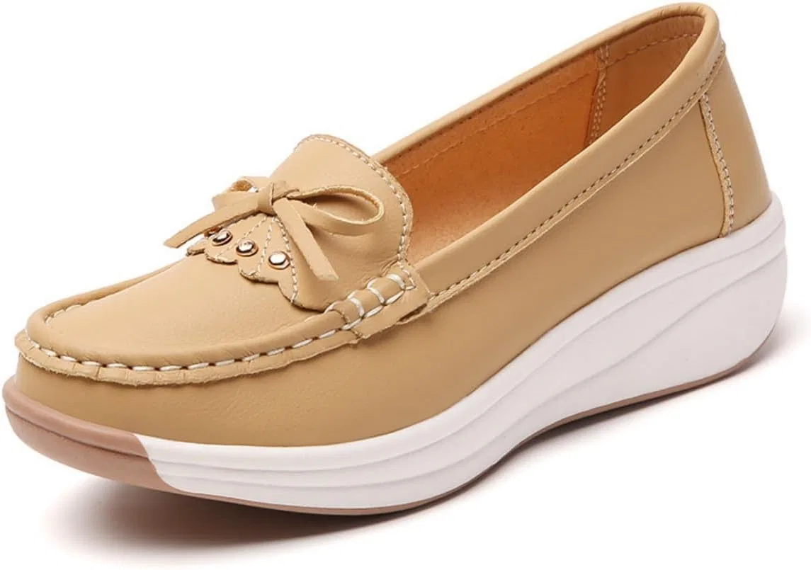 Лоферы женские из искусственной кожи, Slip On, Khaki Kldyj