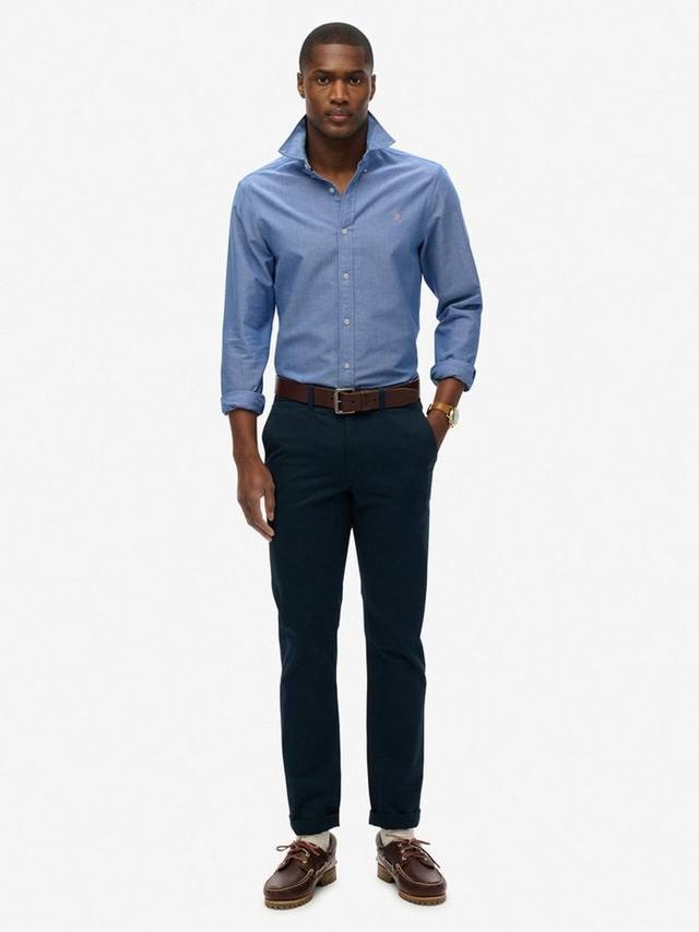 Классическая оксфордская рубашка с длинными рукавами Superdry, Azure Blue Chambray — фото 3