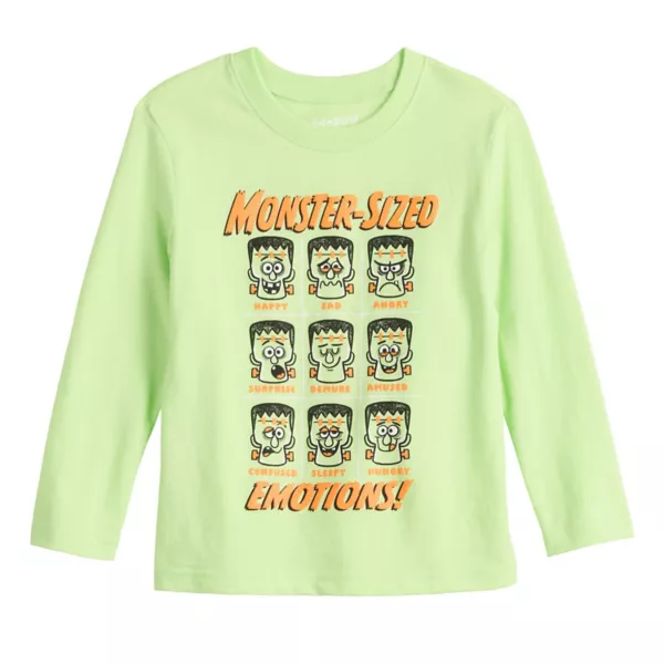 

Футболка с длинными рукавами и праздничным принтом для мальчиков и малышей Jumping Beans, цвет green monster sized