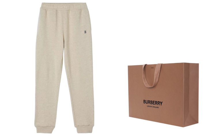 Брюки спортивные Burberry из смесовой кашемира и хлопка, Мягкий желтый вересковый серый — фото 3