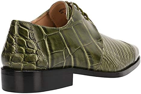 Мужские туфли LIBERTYZENO Croco Lizard с принтом из натуральной кожи, взрослые, на шнуровке и без, оксфорды для праздничного сезона, Olive — фото 4