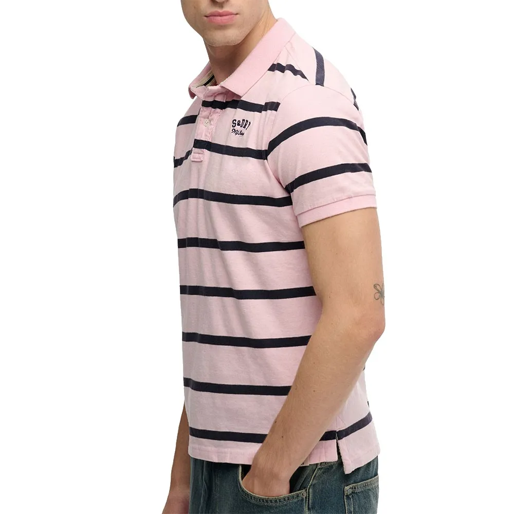 Футболка-поло Superdry Vintage Stripe с коротким рукавом, розовый — фото 3