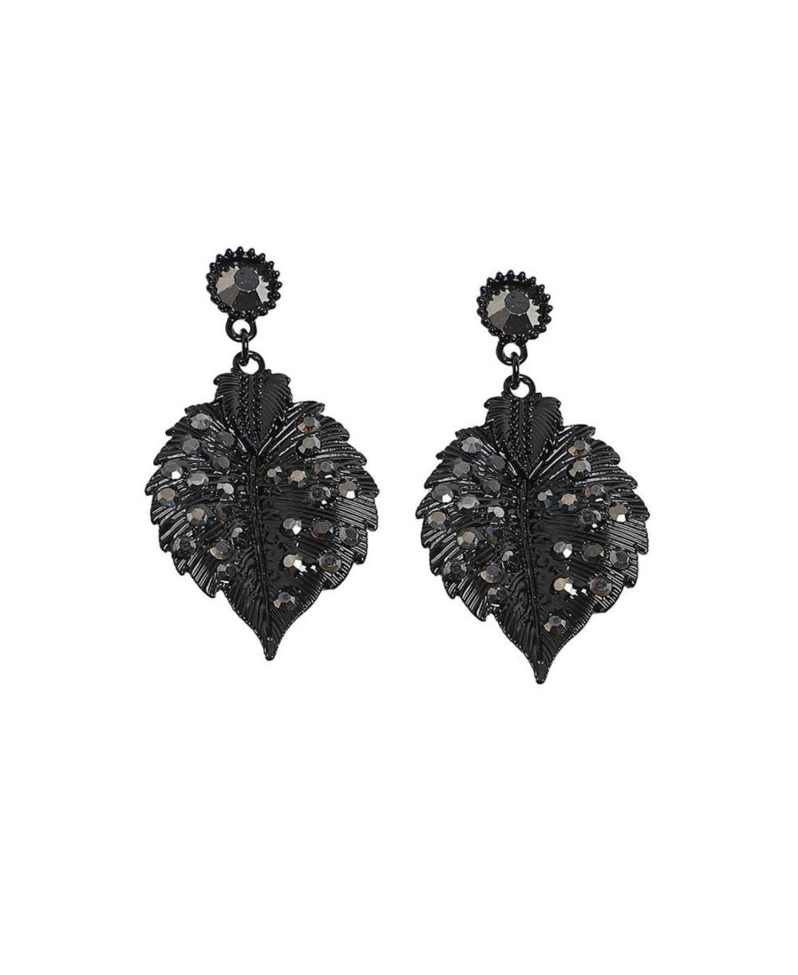 

Серьги-подвески в виде листьев с декоративной отделкой SOHI, Black