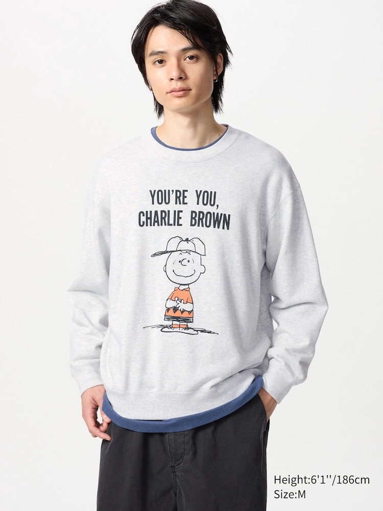 

Толстовка с графическим принтом Peanuts Uniqlo, цвет 03 серый
