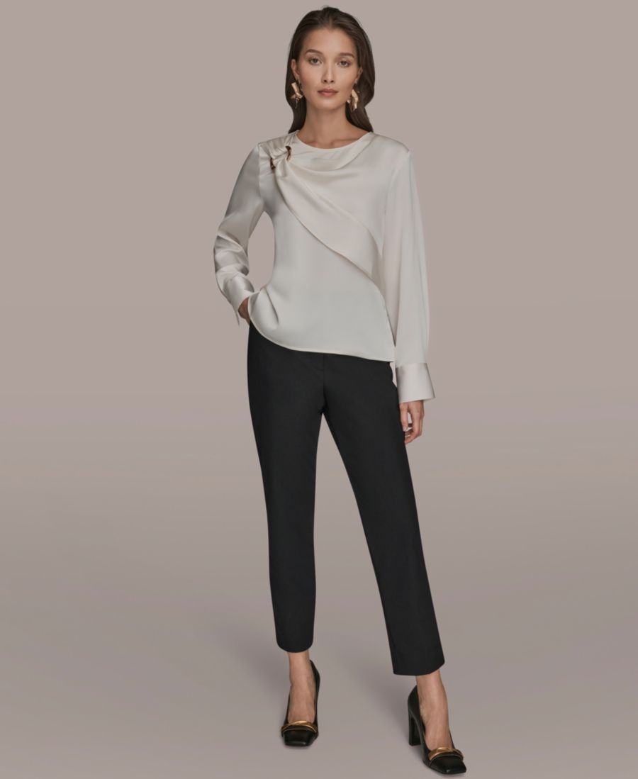 

Женская блузка с длинными рукавами и круглым вырезом Donna Karan New York, Vapor