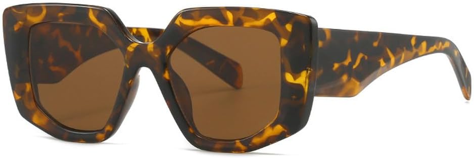 

Модные солнцезащитные очки Polygon для женщин, конфетные цвета, защита от ультрафиолета UV400, ретро-стиль, мужские солнцезащитные очки желто-зеленого цвета HVTVTLA, Leopard Tea