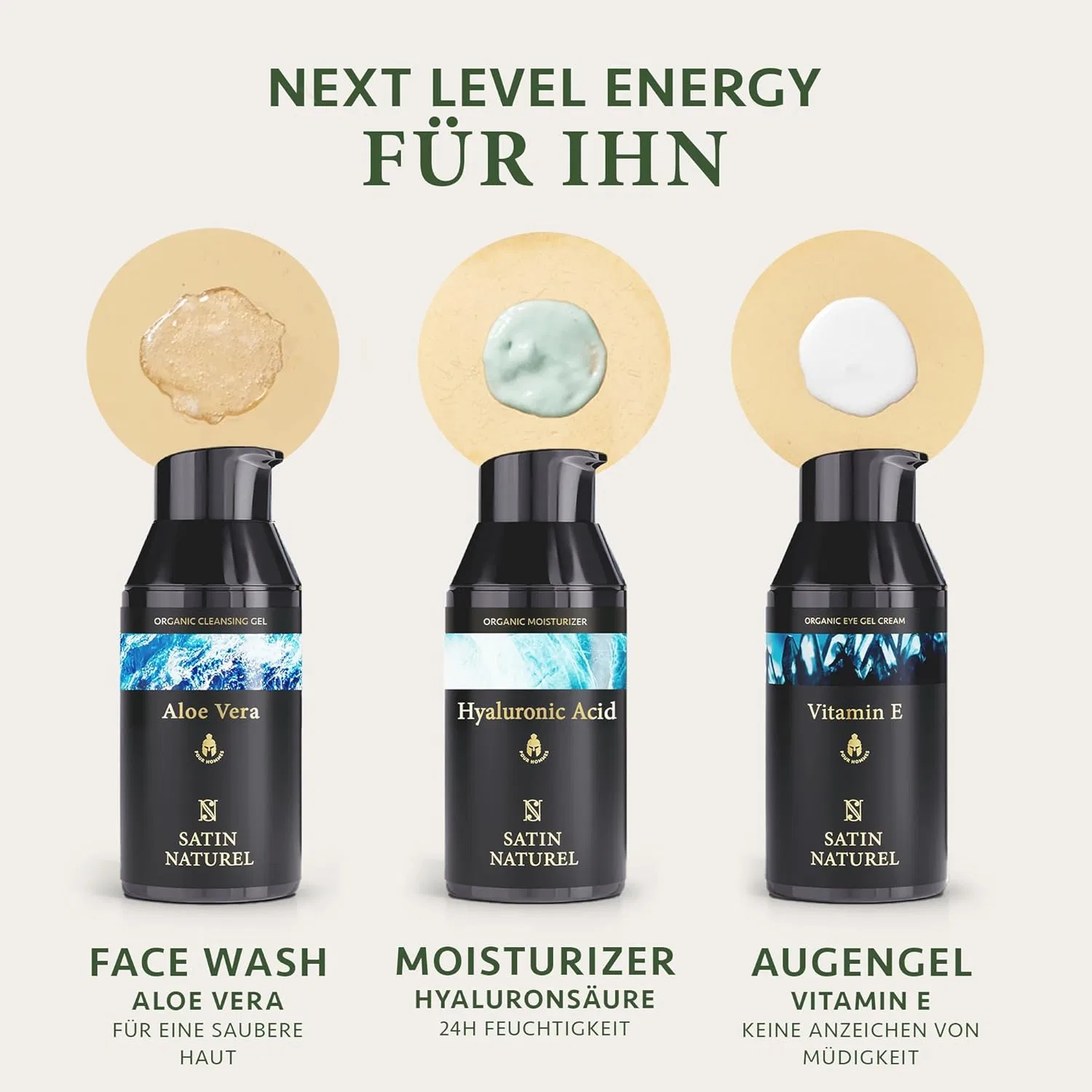 Подарочный набор для мужчин Satin Naturel Premium: крем для лица, крем для глаз и очищающее средство Satin Naturel — фото 4