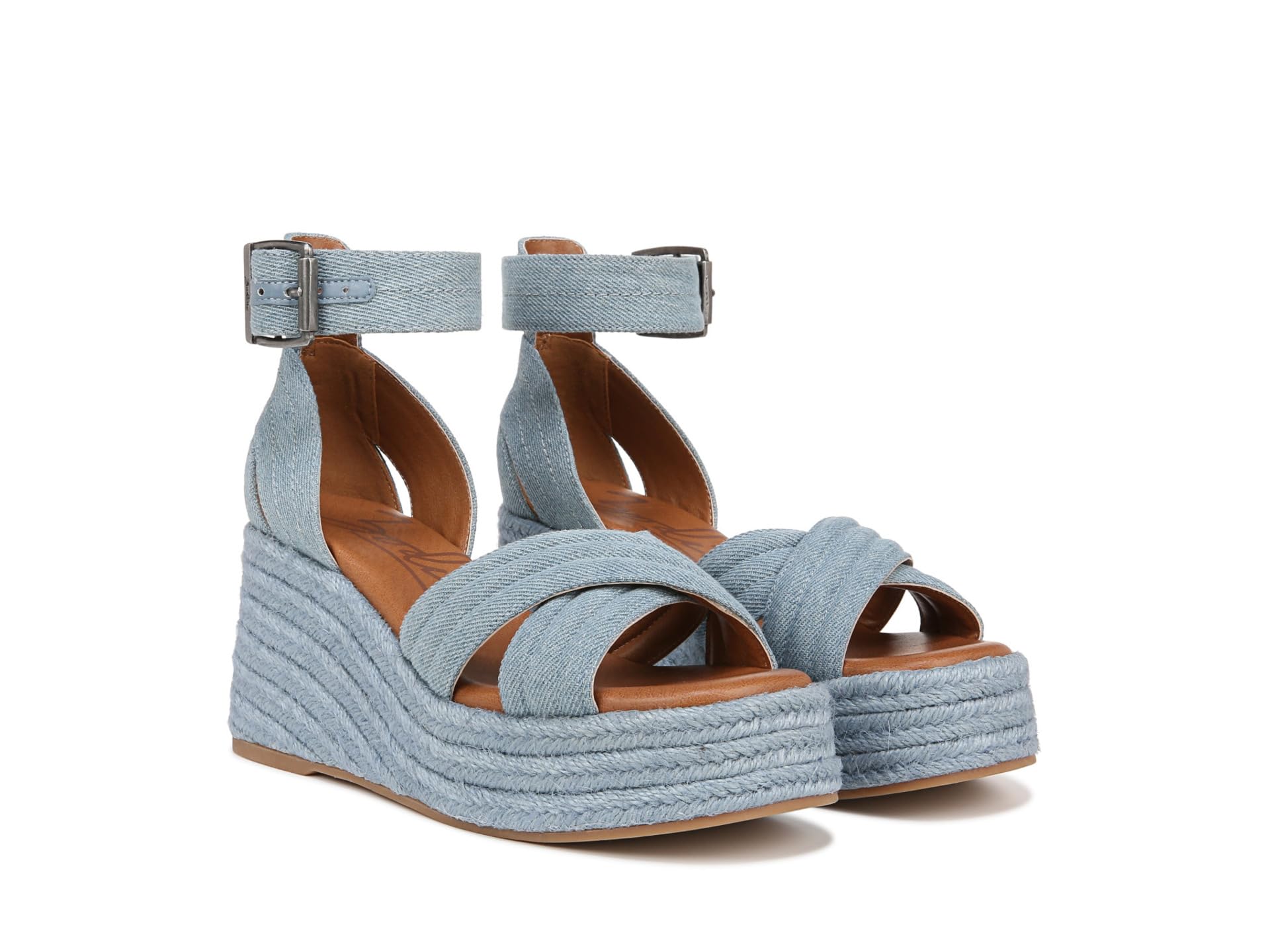 Туфли ZODIAC Naomi Denim Ankle Strap Wedge Sandal, Blue Denim Fabric