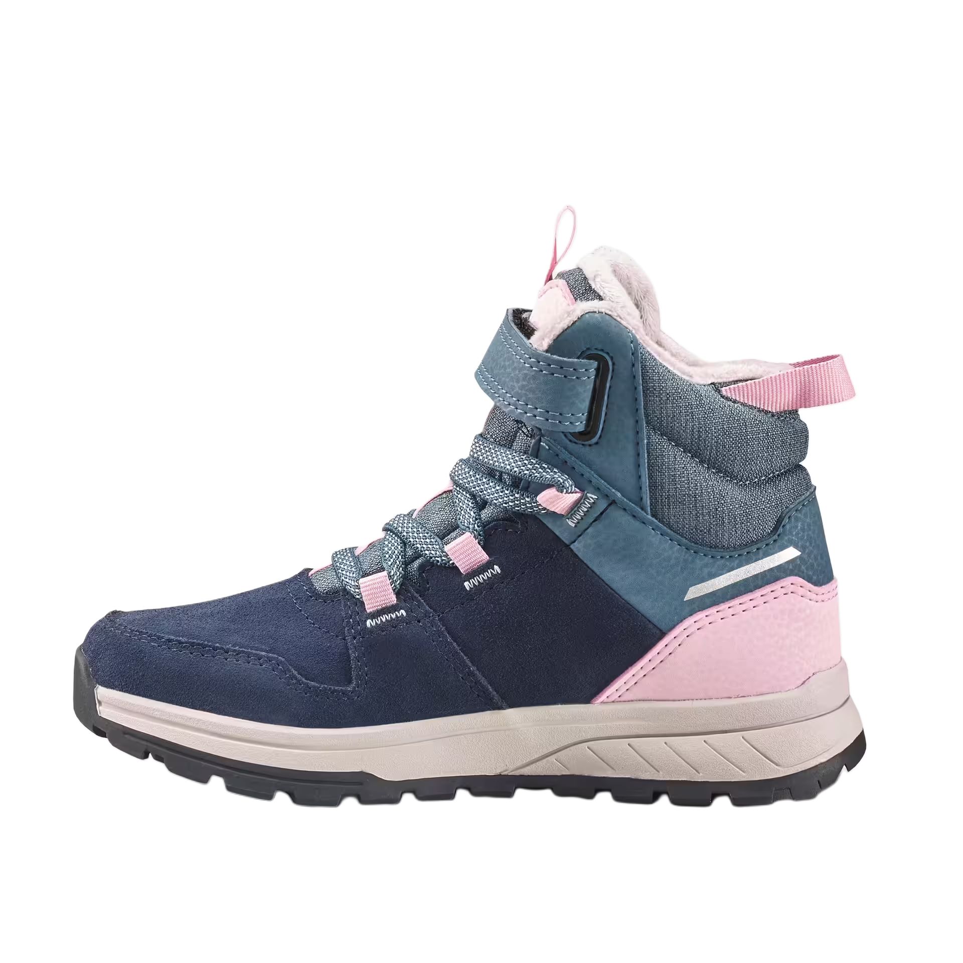 

SH500 Удобные нескользящие, износостойкие, водонепроницаемые, утепленные высокие детские уличные кроссовки DECATHLON, серый розовый/темно-темно-синий/cyan brick