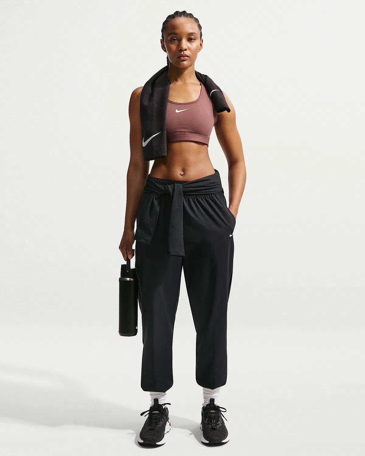 Женские джоггеры Nike One Dri-FIT с высокой посадкой 7/8, Black/White