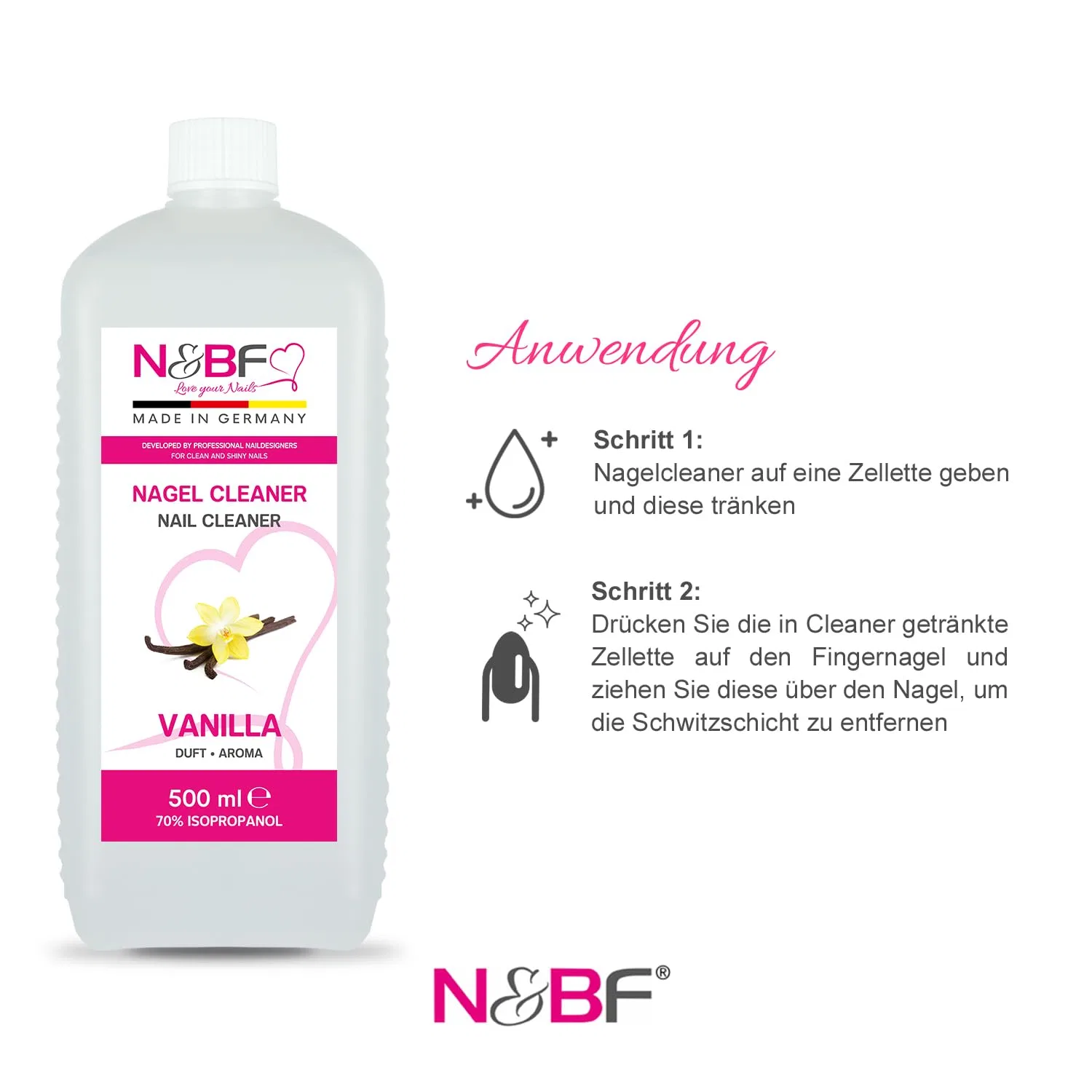 Набор для очистки гелевых ногтей N&BF Nail Cleaner (ваниль) Nails Factory — фото 3
