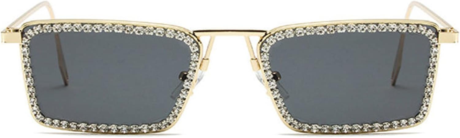 

Солнцезащитные очки Willochra прямоугольной формы со стразами, модные женские, маленькая квадратная оправа, бриллиантовые блестки, для вечеринок, хрустальные солнцезащитные очки, Gold Black