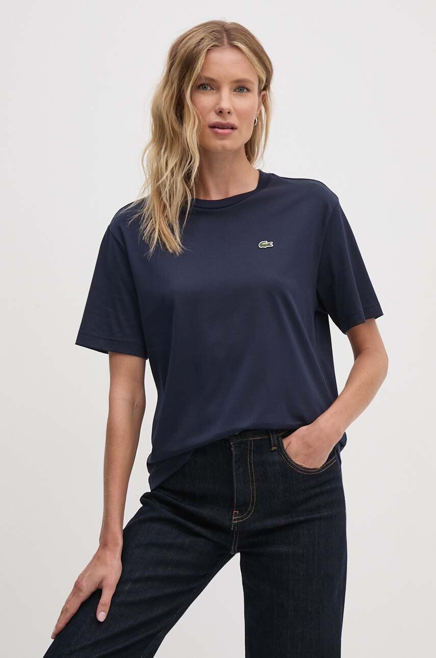 

Хлопковая футболка Lacoste, темно-синий