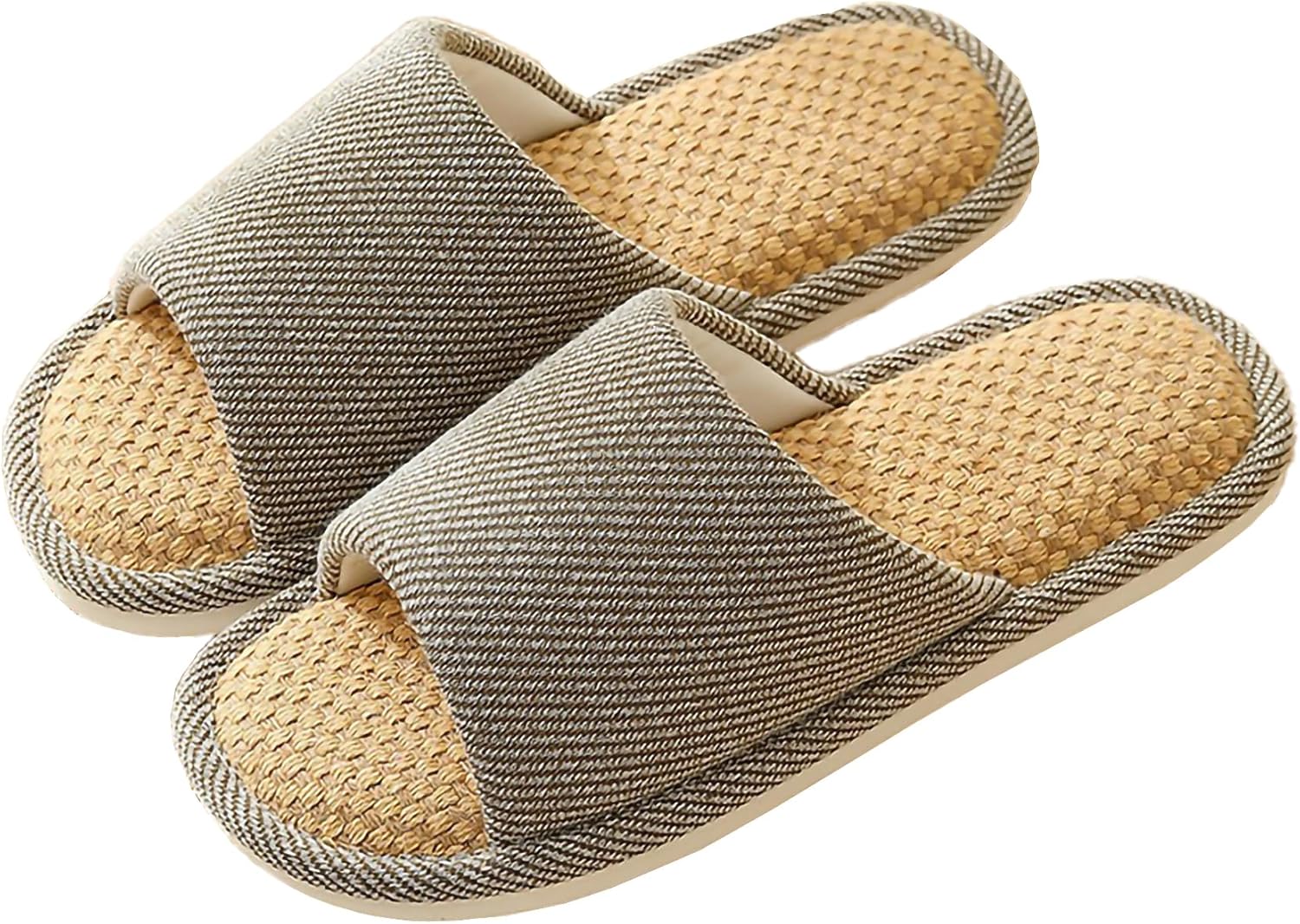 

Тапочки из ткани VIDSID, льняные тапочки - дышащие, противоскользящие, легкие в уходе - летние тихие тапочки для женщин и мужчин, коричневый