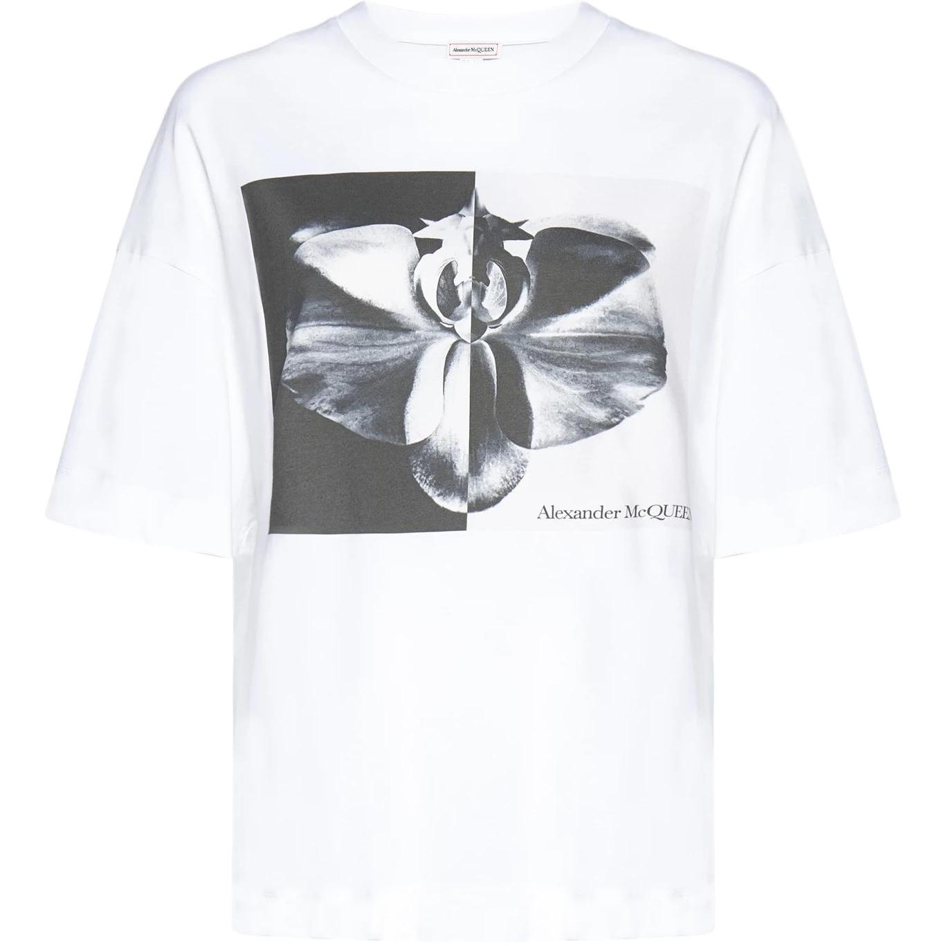 

Футболка с принтом Alexander McQueen, белая