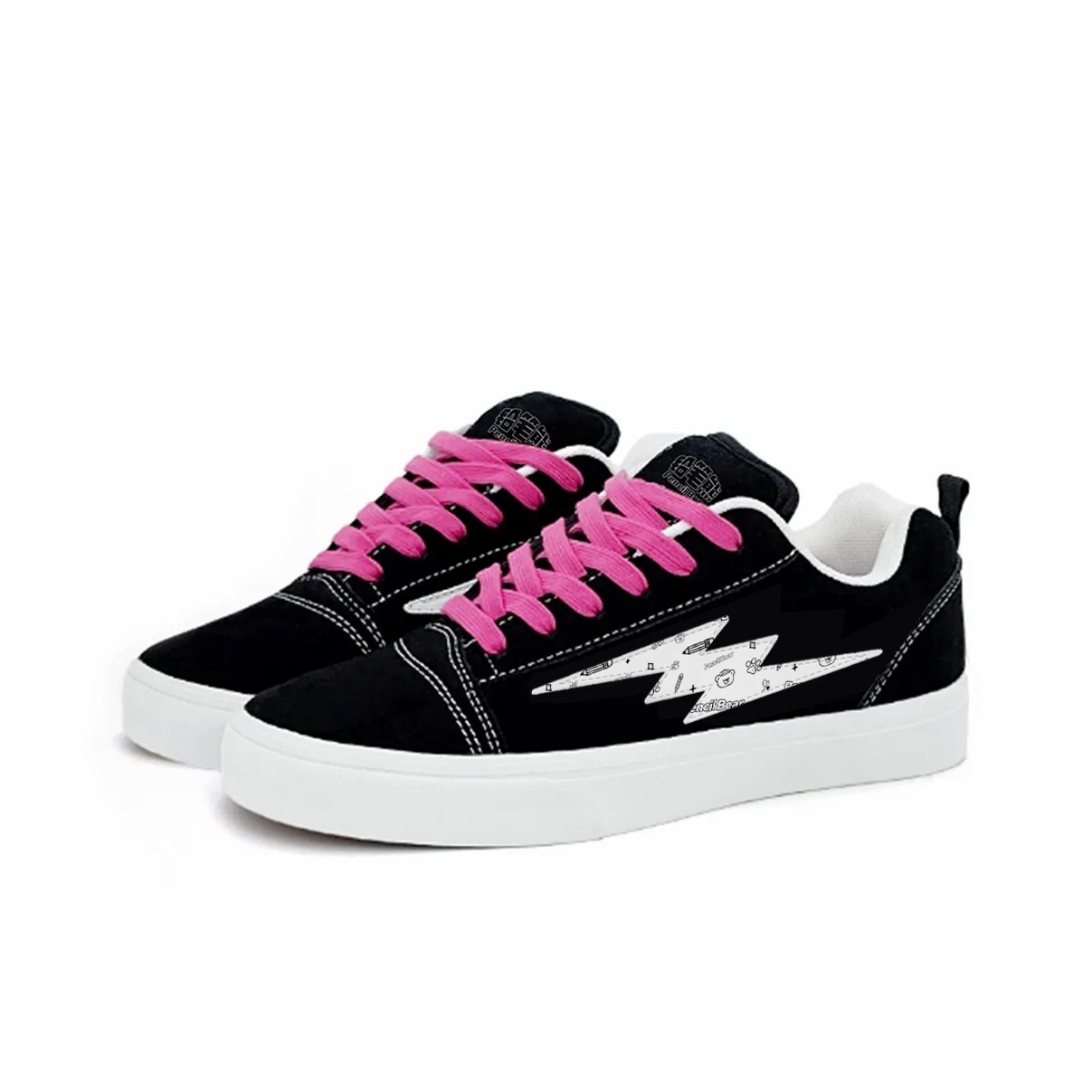 

PENCIL BEAR Износостойкие легкие дышащие лоу-топ скейтбордские кроссовки унисекс черно-розовые [Премиум улучшенные — комфортнее и долговечнее]
