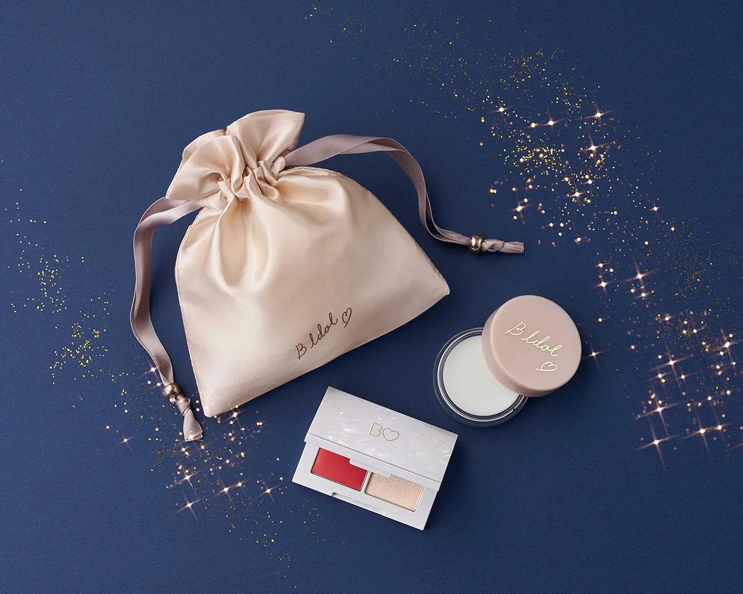 Набор хайлайтеров и парфюма B IDOL Christmas Coffret 21, 3 предмета, 100 г, розовый — фото 3