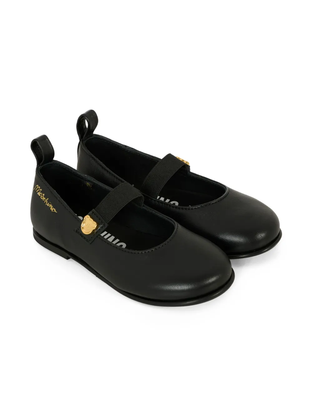 

Балетки с вышитым логотипом Moschino Kids, черный