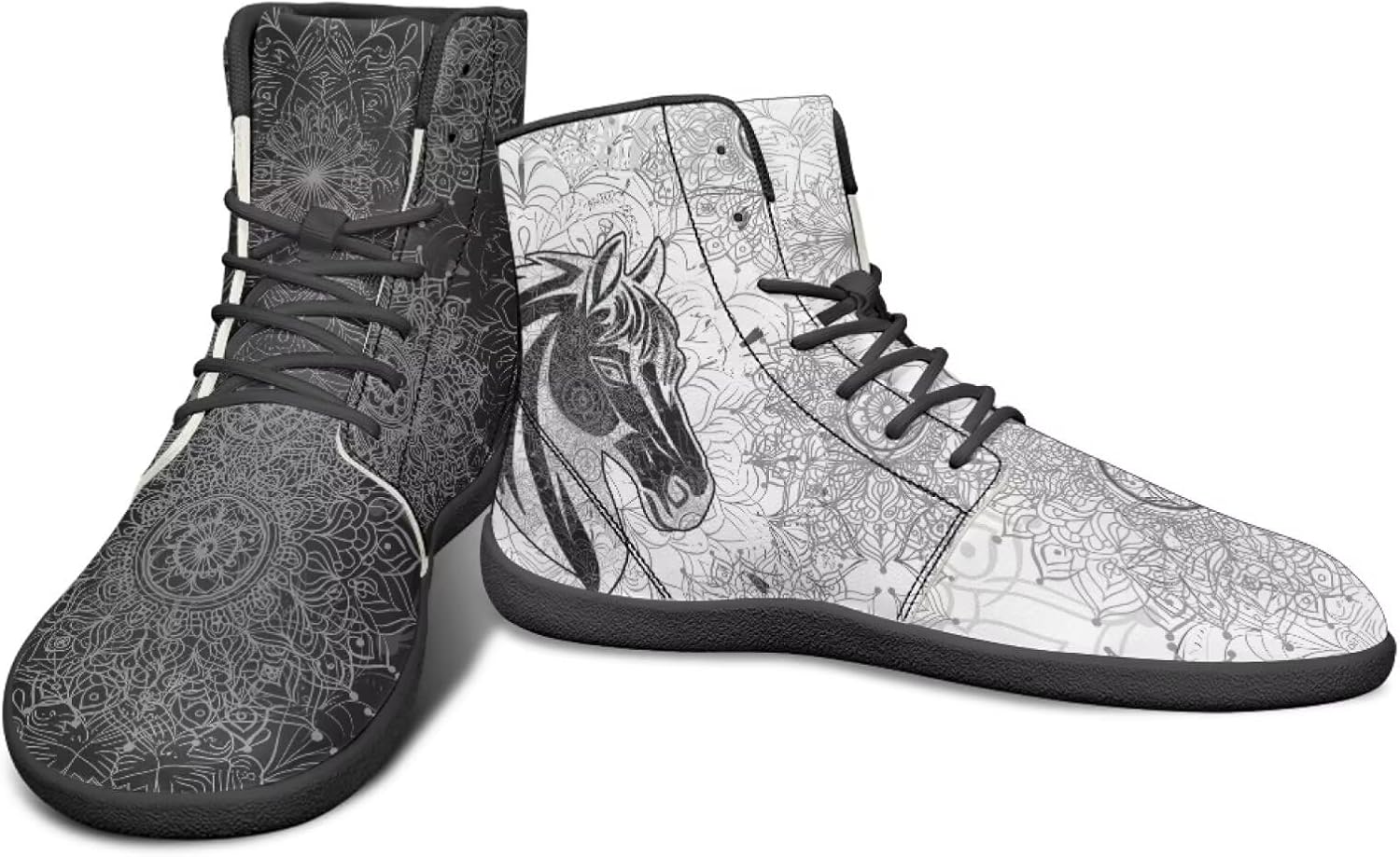 

Мужские ультрагибкие кроссовки с анималистическим принтом, высокие, на резиновой подошве, черно-белые, с мандалой, для бега Watdotory