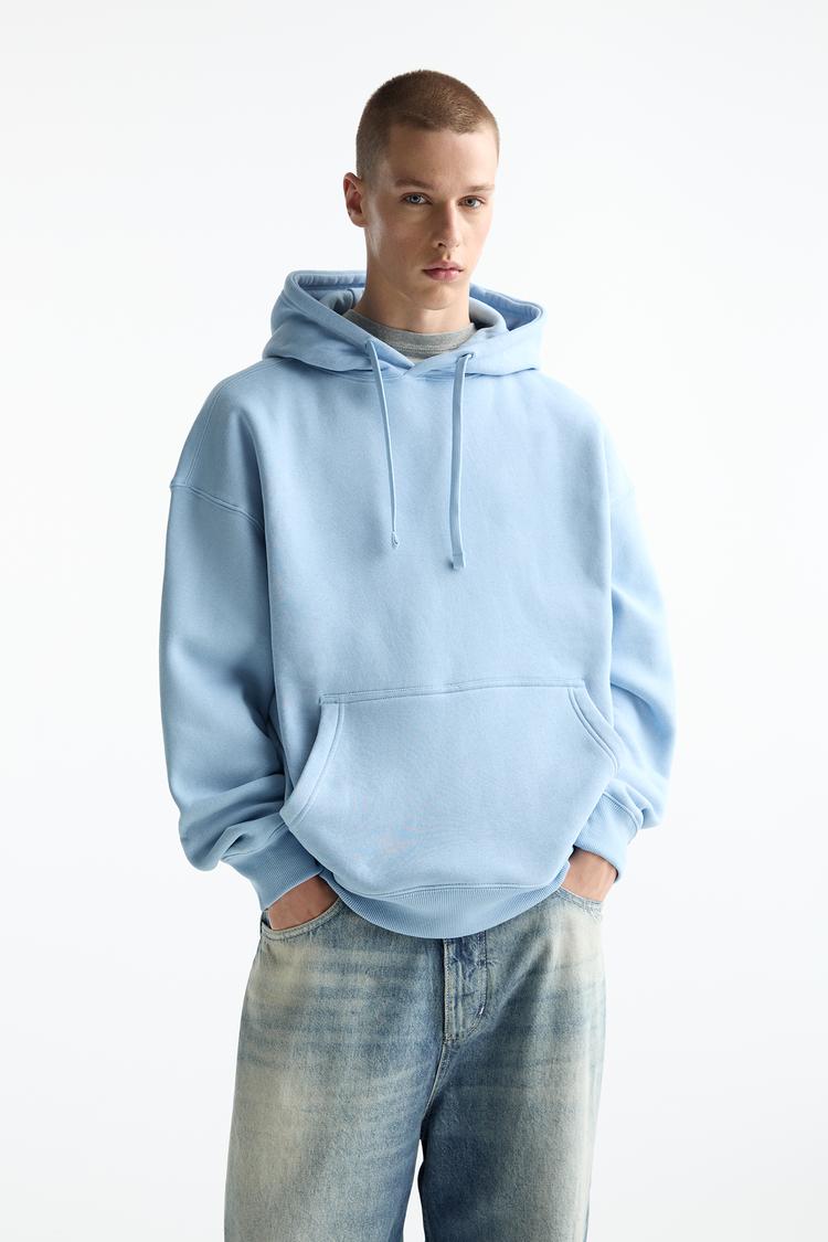 

Базовая толстовка с капюшоном Pull And Bear, голубой