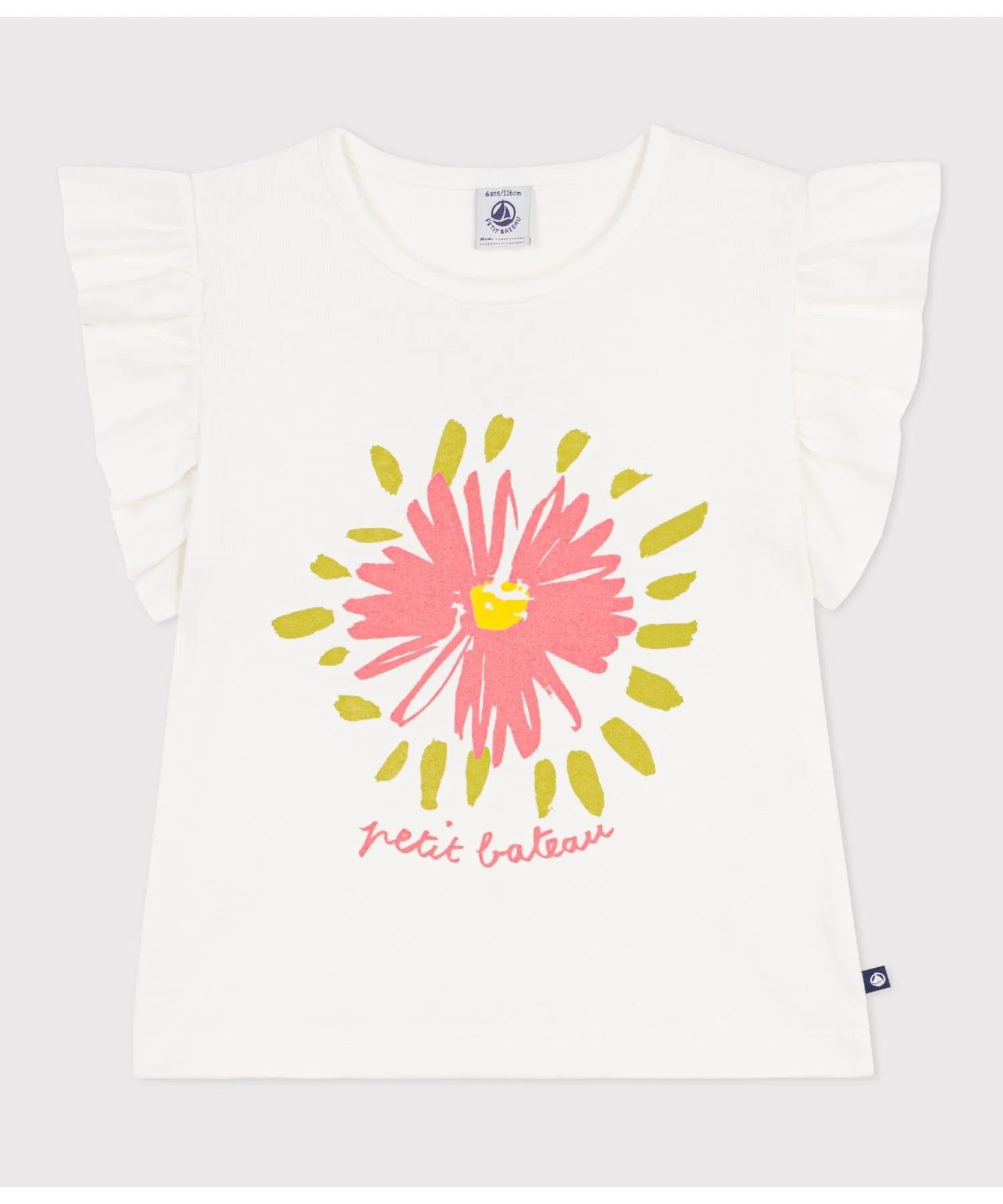 Детская футболка с цветочным принтом PETIT BATEAU белая