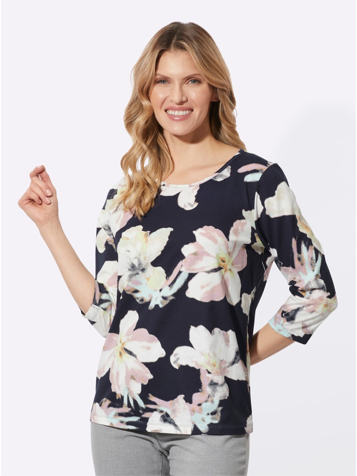 

Рубашка с рукавами 3/4 в темно-синем цвете с принтом лайма и мяты Sieh an!