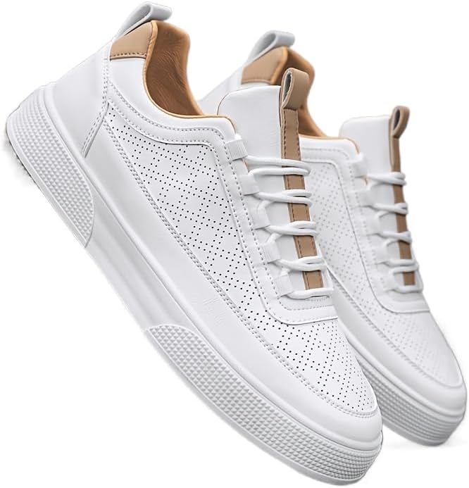 

Мужские удобные кеды для скейтборда: стильные низкие, противоскользящие, прочные, на шнуровке - идеальны для активного отдыха на улице Fmshi, белый/хаки