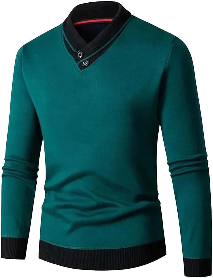 

Мужской свитер из хлопка с воротником-ножницами Slim Fit