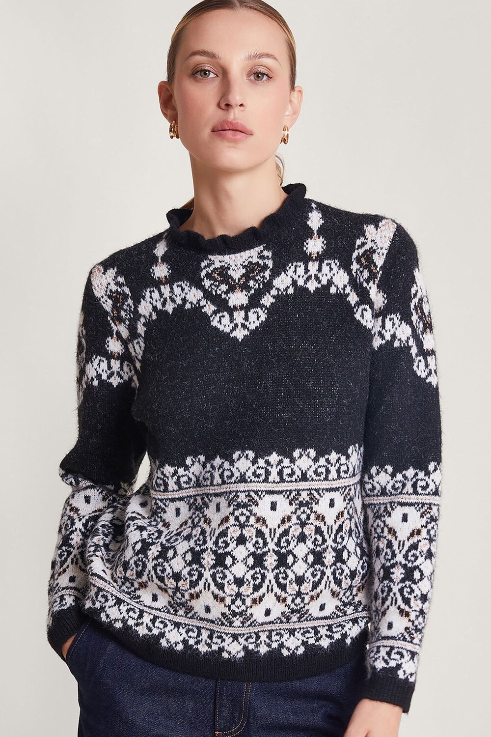 

Джемпер Fabe с узором Fairisle Monsoon, черный